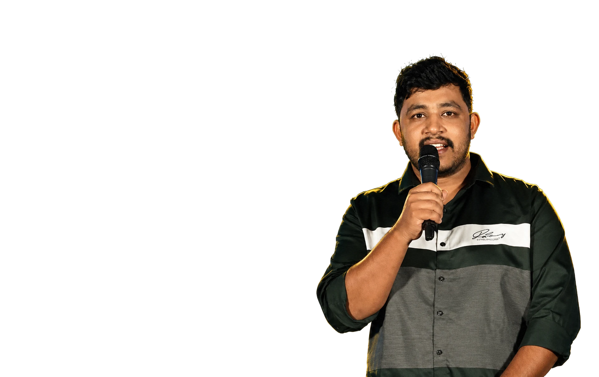 Mahesh Kunjumon, mimicry artist, performing at Keraleeyam 2026